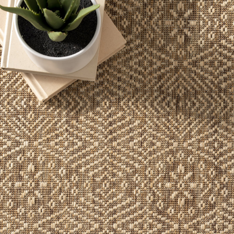 Sand & Stable Roselyn Geometric Power Loom Beige Indoor/Outdoor Patio